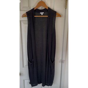 J. Jill Black Open Front Sleeveless Cardigan MP